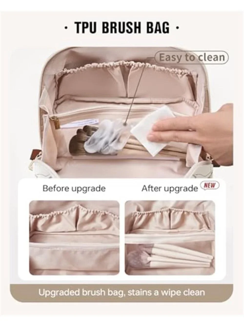 Travel Makeup Bag Cosmetic Organizer Waterproof Toiletry Case Brush Storage